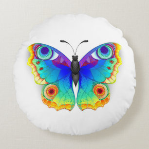 Rainbow Butterfly Peacock Eye Rundes Kissen