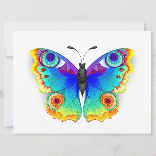Rainbow Butterfly Peacock Eye Save The Date (Vorderseite)