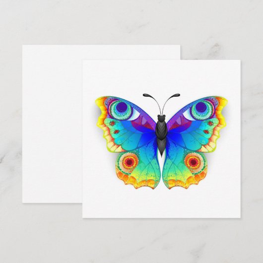 Rainbow Butterfly Peacock Eye Save The Date (Vorne/Hinten)