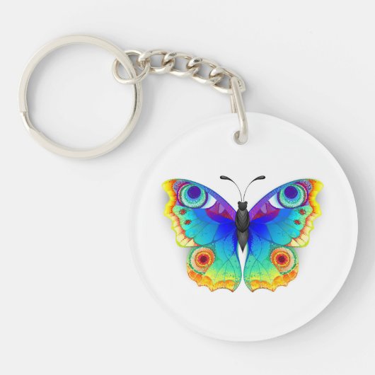Rainbow Butterfly Peacock Eye Schlüsselanhänger (Vorderseite)