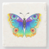 Rainbow Butterfly Peacock Eye Steinuntersetzer (Vorderseite)