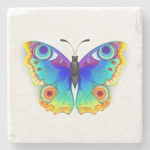 Rainbow Butterfly Peacock Eye Steinuntersetzer