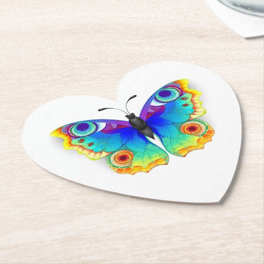Rainbow Butterfly Peacock Eye Untersetzer (angewinkelt)