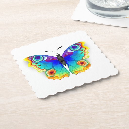 Rainbow Butterfly Peacock Eye Untersetzer (angewinkelt)