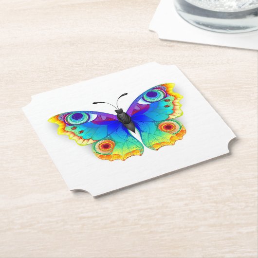 Rainbow Butterfly Peacock Eye Untersetzer (angewinkelt)