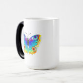 Rainbow Butterfly Peacock Eye Verwandlungstasse (Vorderseite Links)