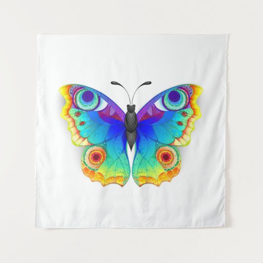 Rainbow Butterfly Peacock Eye Wandteppich (Vorderseite)