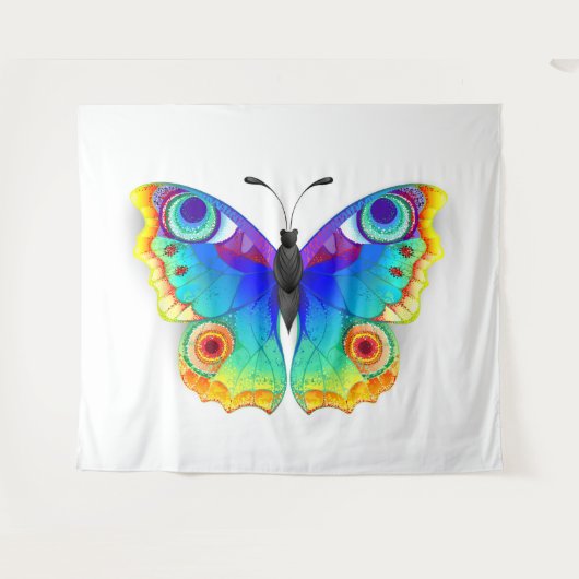 Rainbow Butterfly Peacock Eye Wandteppich (Vorderseite (Horizontal))