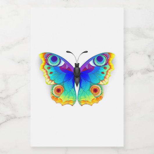 Rainbow Butterfly Peacock Eye Weinetikett (Einzelnes Label)