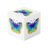 Rainbow Butterfly Peacock Eye Würfel (Rückseite Schrägansicht)