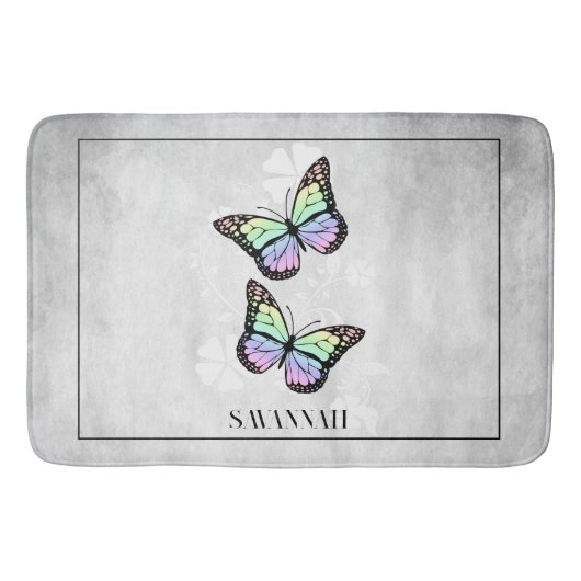 Rainbow Butterfly Personalisiert Badematte (Vorderseite)