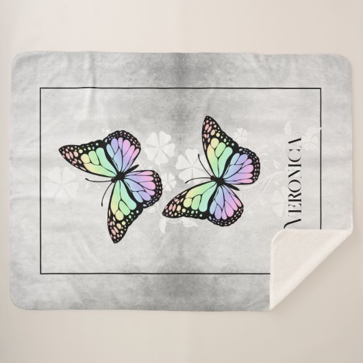 Rainbow Butterfly Personalisiert Sherpadecke (Vorderseite (Horizontal))
