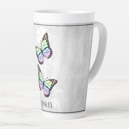 Rainbow Butterfly Personalisierte Latte Tasse (Rechte Ecke)