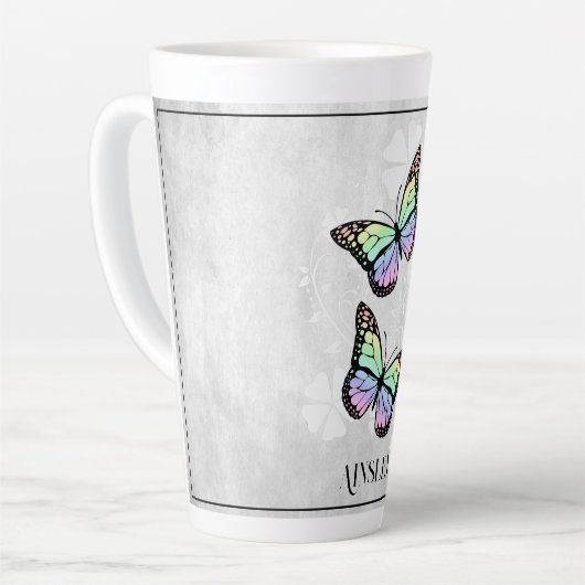 Rainbow Butterfly Personalisierte Latte Tasse (Linke Ecke)