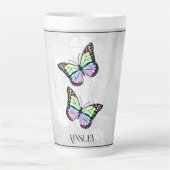 Rainbow Butterfly Personalisierte Latte Tasse (Vorderseite)