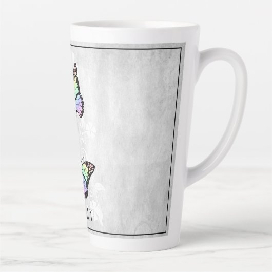 Rainbow Butterfly Personalisierte Latte Tasse (Rechts)