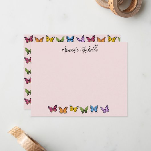 Rainbow Butterfly Personalisierte Mitteilungskarte (Vorderseite/Rückseite Beispiel)