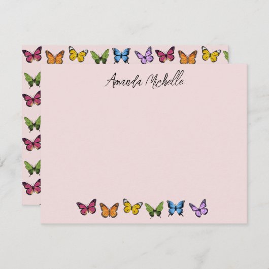 Rainbow Butterfly Personalisierte Mitteilungskarte (Vorne/Hinten)