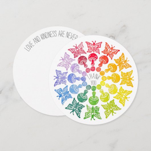 Rainbow Butterfly Pilz Danke Karte (Vorne/Hinten)