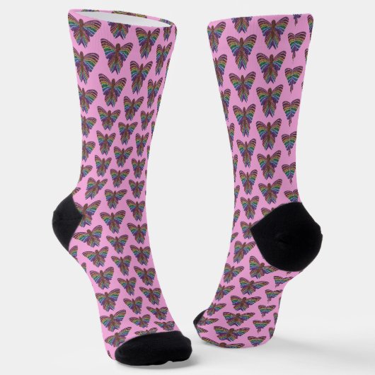 Rainbow Butterfly (pink) - Premium Socks Socken (Gewinkelt)