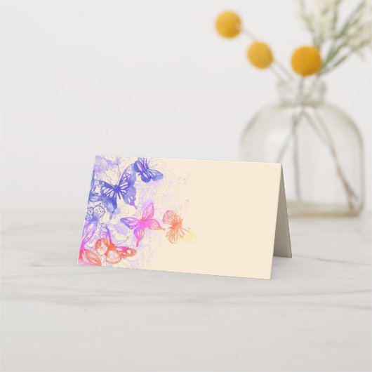 Rainbow Butterfly Placecards Platzkarte (Vorderseite)