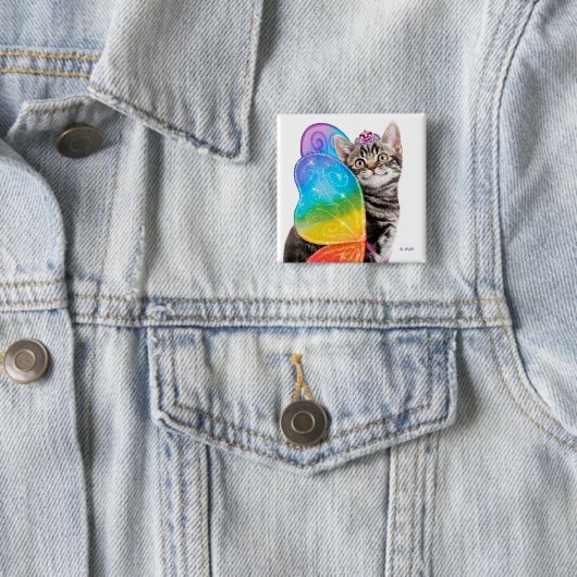Rainbow Butterfly Princess Kitten Button (Beispiel)