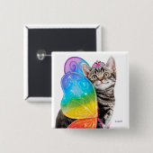 Rainbow Butterfly Princess Kitten Button (Vorne & Hinten)
