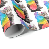 Rainbow Butterfly Princess Kitten Geschenkpapier (Rolleneckpunkt)