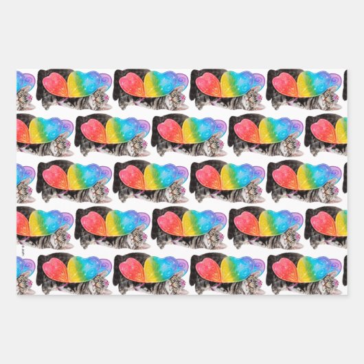 Rainbow Butterfly Princess Kitten Geschenkpapier Set (Vorderseite 3)