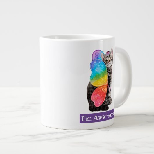 Rainbow Butterfly Princess Kitten Jumbo-Tasse (Vorderseite Rechts)