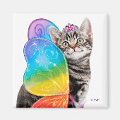 Rainbow Butterfly Princess Kitten Magnet (Vorne)