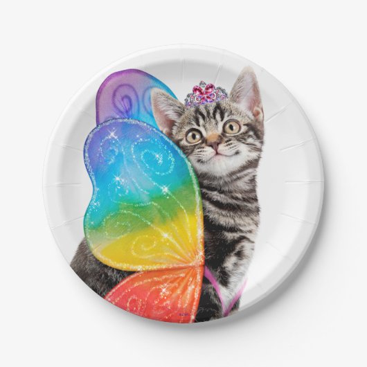 Rainbow Butterfly Princess Kitten Pappteller (Vorderseite)