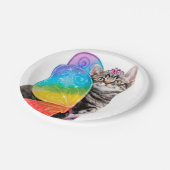 Rainbow Butterfly Princess Kitten Pappteller (Schrägansicht)