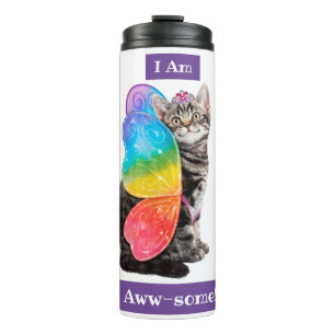 Rainbow Butterfly Princess Kitten Thermosbecher