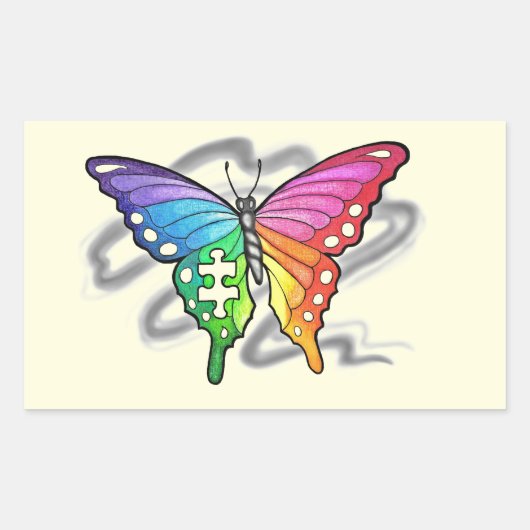 Rainbow Butterfly Rechteckiger Aufkleber (Vorderseite)