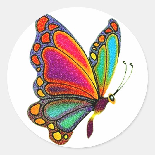 Rainbow Butterfly Runder Aufkleber (Vorderseite)