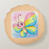 Rainbow Butterfly Rundkissen Rundes Kissen (Rückseite)