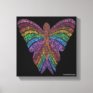 Rainbow Butterfly (schwarz) - Canvas Print Leinwanddruck