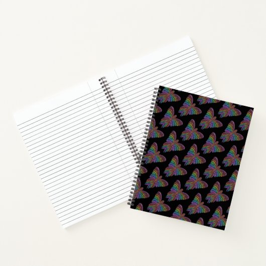 Rainbow Butterfly (schwarz) - Notebook Notizblock (Innenseite)