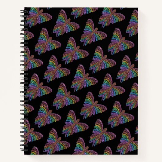 Rainbow Butterfly (schwarz) - Notebook Notizblock (Vorderseite)