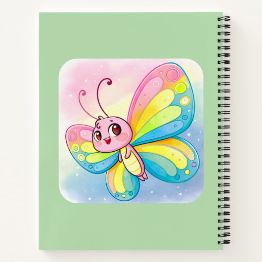 Rainbow Butterfly SpiralNotebook Notizblock (Rückseite)