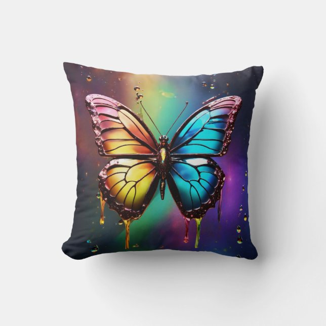 Rainbow Butterfly Throw Kissen (Vorderseite)
