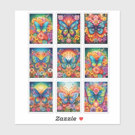 Rainbow Butterfly Vinyl Aufkleber (Blatt)