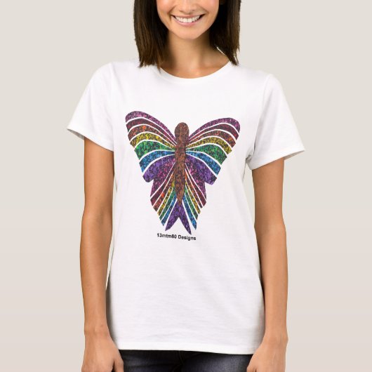 Rainbow Butterfly (weiß) - Damenbasischer T - Shir T-Shirt (Vorderseite)