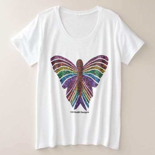 Rainbow Butterfly (weiß) - Plus Size T - Shirt (Design vorne)