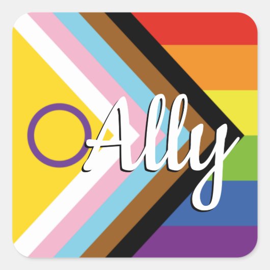 Rainbow-Button für den intersexuellen inklusiven F Quadratischer Aufkleber (Vorderseite)