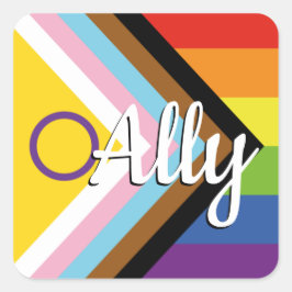 Rainbow-Button für den intersexuellen inklusiven F Quadratischer Aufkleber