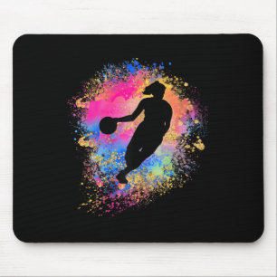 Rainbow Bysketbyll Silhouette Female Team Girls Mousepad
