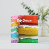 Rainbow Cake Baby Dusche Einladung (Stehend Vorderseite)
