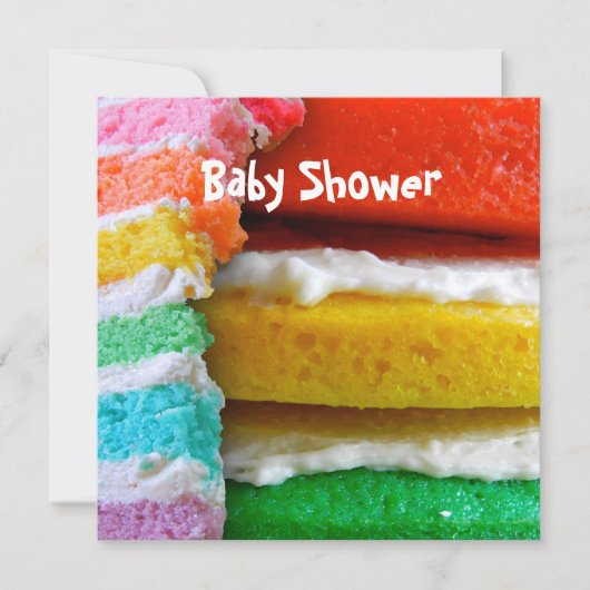 Rainbow Cake Baby Dusche Einladung (Vorderseite)